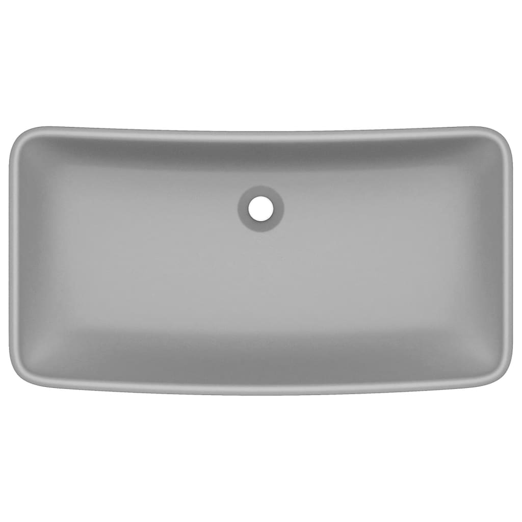 Lavabo-Lavandino-Lavello Lusso Rettangolare Grigio Chiaro Opaco 71x38 cm Ceramica