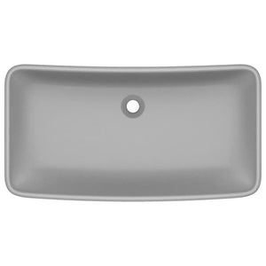 Lavabo-Lavandino-Lavello Lusso Rettangolare Grigio Chiaro Opaco 71x38 cm Ceramica