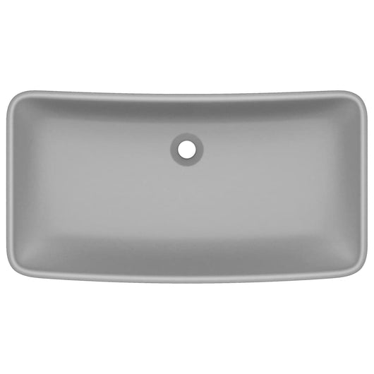 Lavabo-Lavandino-Lavello Lusso Rettangolare Grigio Chiaro Opaco 71x38 cm Ceramica