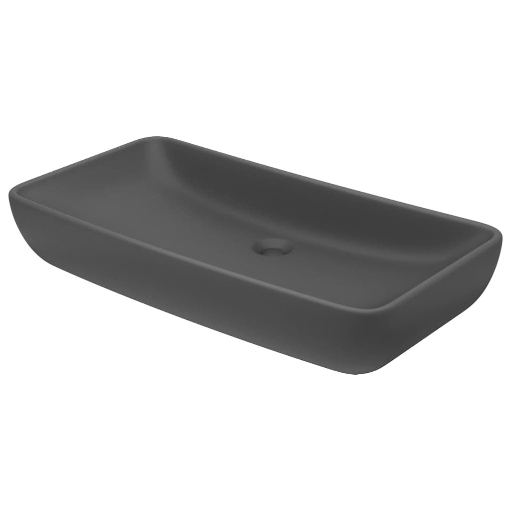Lavabo rettangolare di lusso da appoggio WC lavabo bagno stanza cosmetica casa opaco 71 x 38 cm ceramica grigio scuro 02_0002703