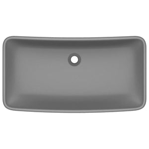 Lavabo Lusso Rettangolare Grigio Scuro Opaco 71x38 cm Ceramica cod mxl 43146