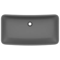 Lavabo rettangolare di lusso da appoggio WC lavabo bagno stanza cosmetica casa opaco 71 x 38 cm ceramica grigio scuro 02_0002703