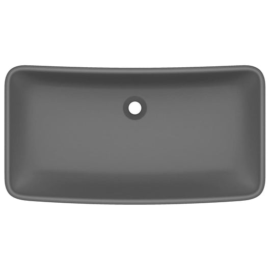 Lavabo rettangolare di lusso da appoggio WC lavabo bagno stanza cosmetica casa opaco 71 x 38 cm ceramica grigio scuro 02_0002703