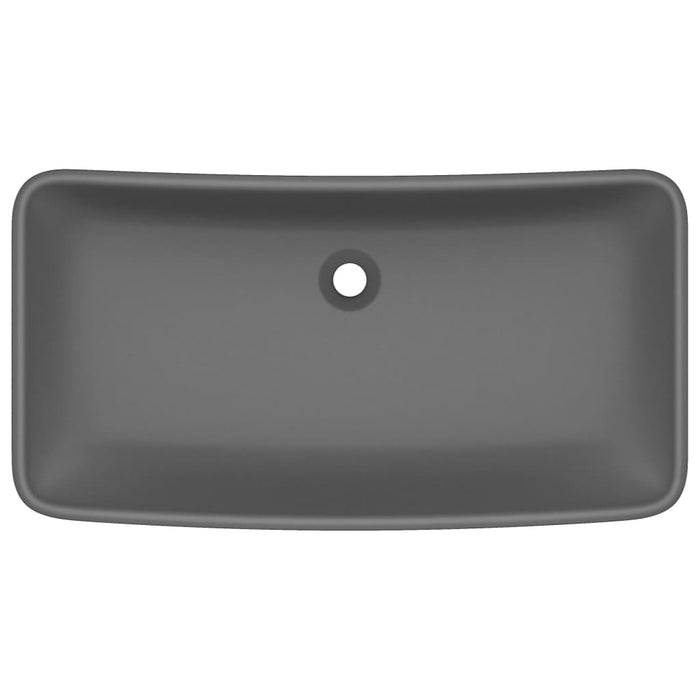 Lavabo rettangolare di lusso da appoggio WC lavabo bagno stanza cosmetica casa opaco 71 x 38 cm ceramica grigio scuro 02_0002703