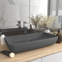 Lavabo Lusso Rettangolare Grigio Scuro Opaco 71x38 cm Ceramica 146961
