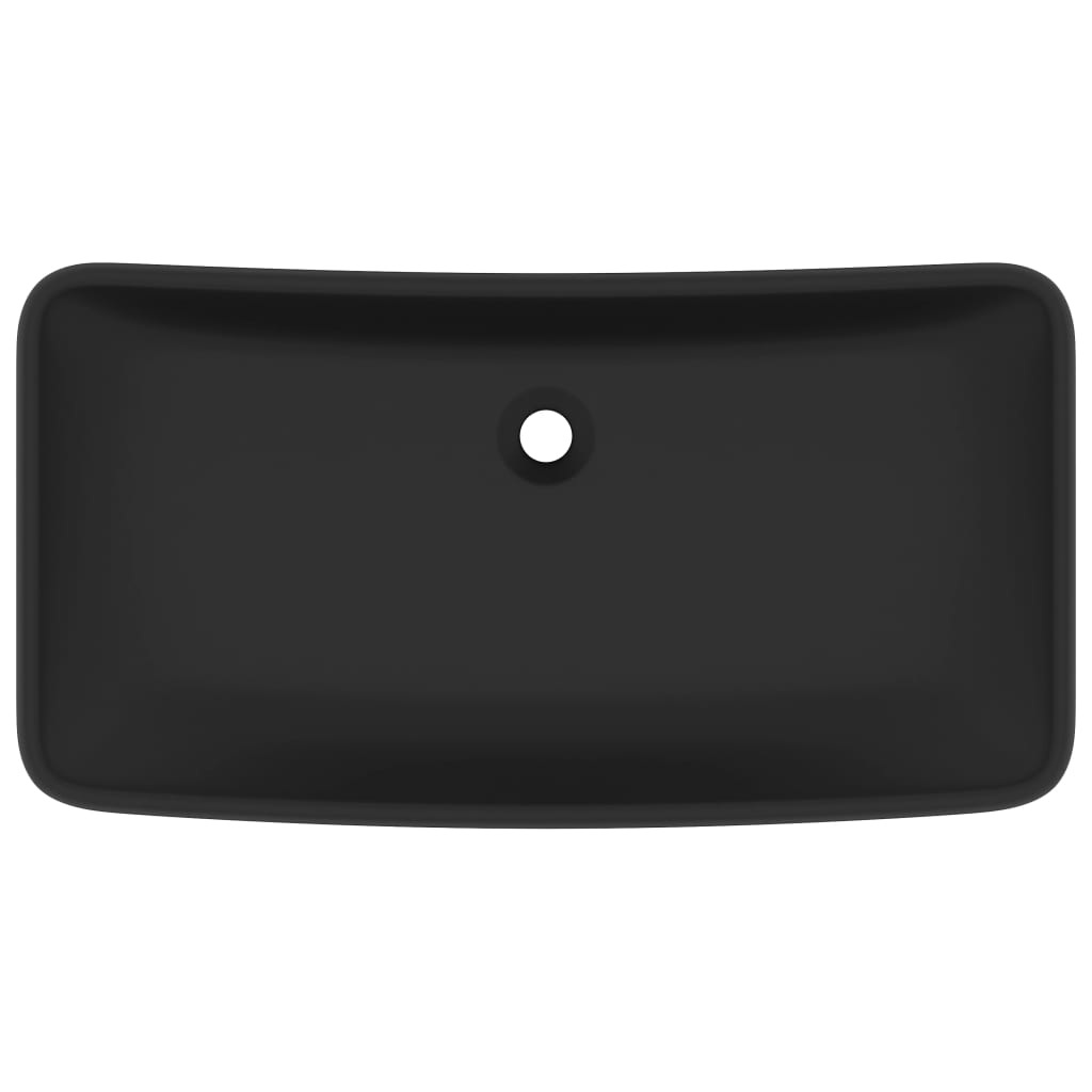 Lavandino Lusso Rettangolare Nero Opaco 71x38 cm in Ceramica 146964