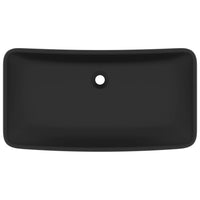 Lavandino Lusso Rettangolare Nero Opaco 71x38 cm in Ceramica 146964