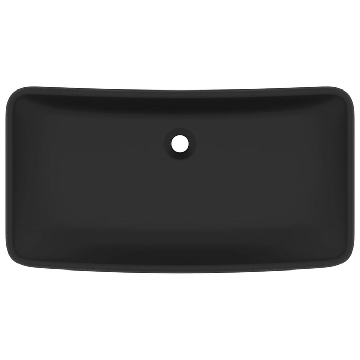 Lavandino Lusso Rettangolare Nero Opaco 71x38 cm in Ceramica 146964