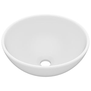 Lavandino-Lavello Lusso Rotondo Bianco Opaco 32,5x14 cm in Ceramica