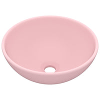Lavandino Lusso Rotondo Rosa Opaco 32,5x14 cm in Ceramica