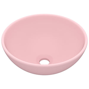 Lavandino Lusso Rotondo Rosa Opaco 32,5x14 cm in Ceramica