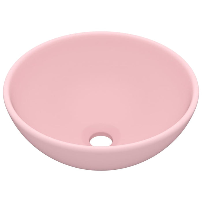 Lavandino Lusso Rotondo Rosa Opaco 32,5x14 cm in Ceramica