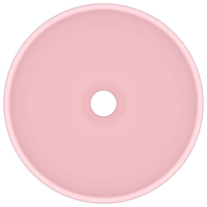 Lavandino Lusso Rotondo Rosa Opaco 32,5x14 cm in Ceramica