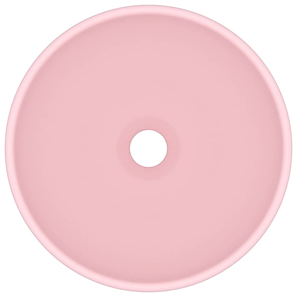 Lavandino da bagno rotondo di lusso da appoggio WC lavabo interno stanza cosmetica 32,5 x 14 cm ceramica rosa opaca 02_0002708