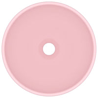 Lavandino da bagno rotondo di lusso da appoggio WC lavabo interno stanza cosmetica 32,5 x 14 cm ceramica rosa opaca 02_0002708