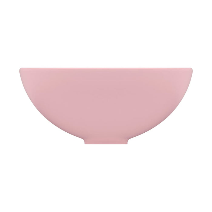 Lavandino Lusso Rotondo Rosa Opaco 32,5x14 cm in Ceramica