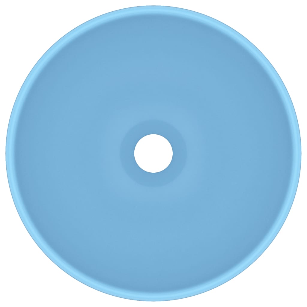 Lavandino Lusso Rotondo Azzurro Opaco 32,5x14 cm in Ceramica 146967