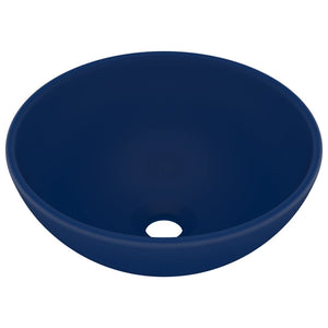 Lavandino Lusso Rotondo Blu Scuro Opaco 32,5x14 cm in Ceramica