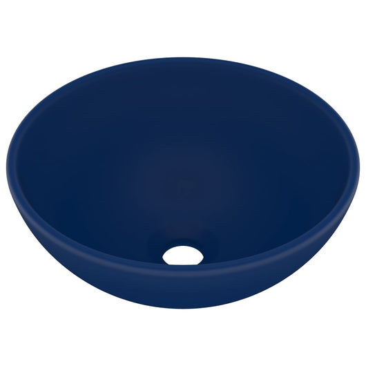 Lavandino Lusso Rotondo Blu Scuro Opaco 32,5x14 cm in Ceramica