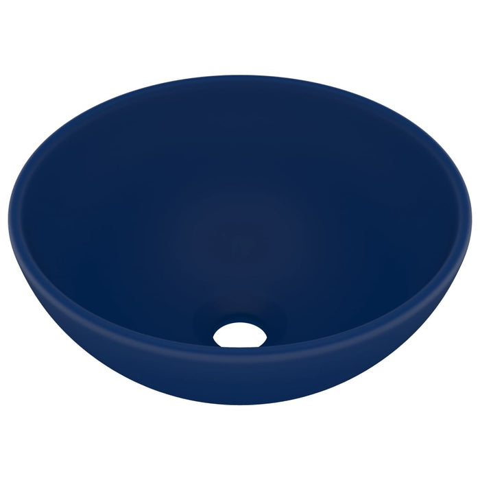 Lavandino Lusso Rotondo Blu Scuro Opaco 32,5x14 cm in Ceramica