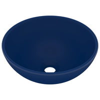 Lavandino Lusso Rotondo Blu Scuro Opaco 32,5x14 cm in Ceramica 146968