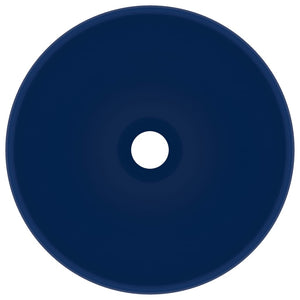 Lavandino Lusso Rotondo Blu Scuro Opaco 32,5x14 cm in Ceramica