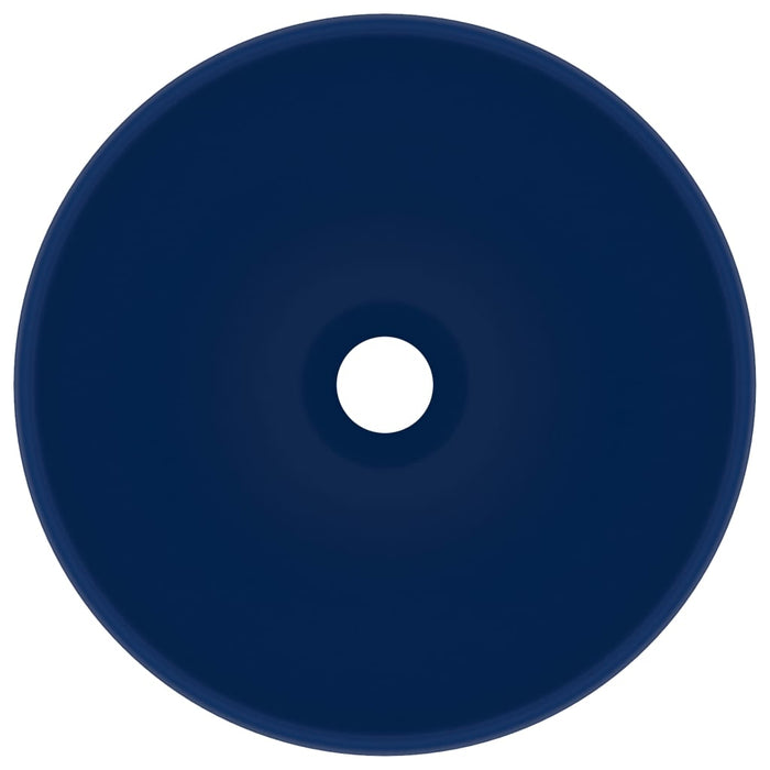 Lavandino Lusso Rotondo Blu Scuro Opaco 32,5x14 cm in Ceramica