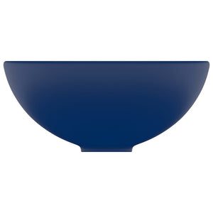 Lavandino Lusso Rotondo Blu Scuro Opaco 32,5x14 cm in Ceramica 146968