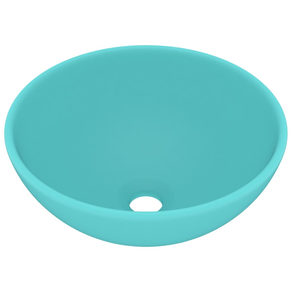 Lavabo da bagno rotondo di lusso da appoggio WC lavabo stanza cosmetica interno verde chiaro opaco 32,5 x 14 cm ceramica 02_0002711