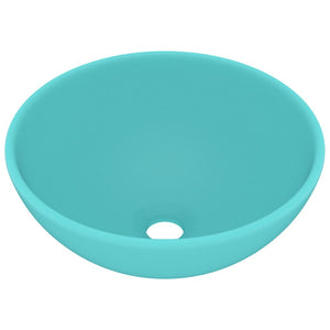 Lavabo da bagno rotondo di lusso da appoggio WC lavabo stanza cosmetica interno verde chiaro opaco 32,5 x 14 cm ceramica 02_0002711