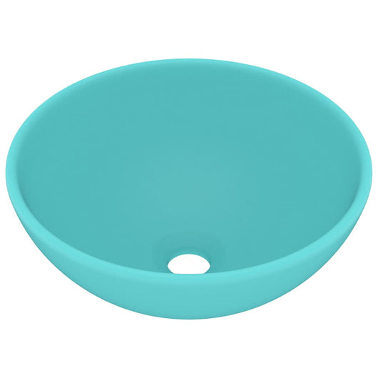 Lavabo da bagno rotondo di lusso da appoggio WC lavabo stanza cosmetica interno verde chiaro opaco 32,5 x 14 cm ceramica 02_0002711