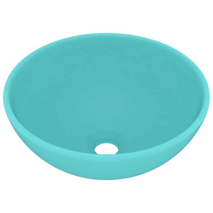 Lavabo da bagno rotondo di lusso da appoggio WC lavabo stanza cosmetica interno verde chiaro opaco 32,5 x 14 cm ceramica 02_0002711