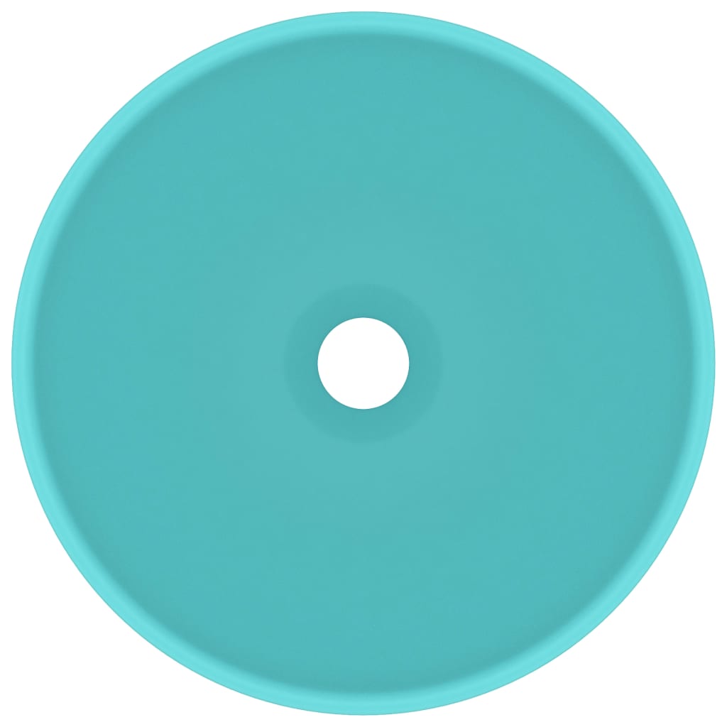 Lavabo da bagno rotondo di lusso da appoggio WC lavabo stanza cosmetica interno verde chiaro opaco 32,5 x 14 cm ceramica 02_0002711