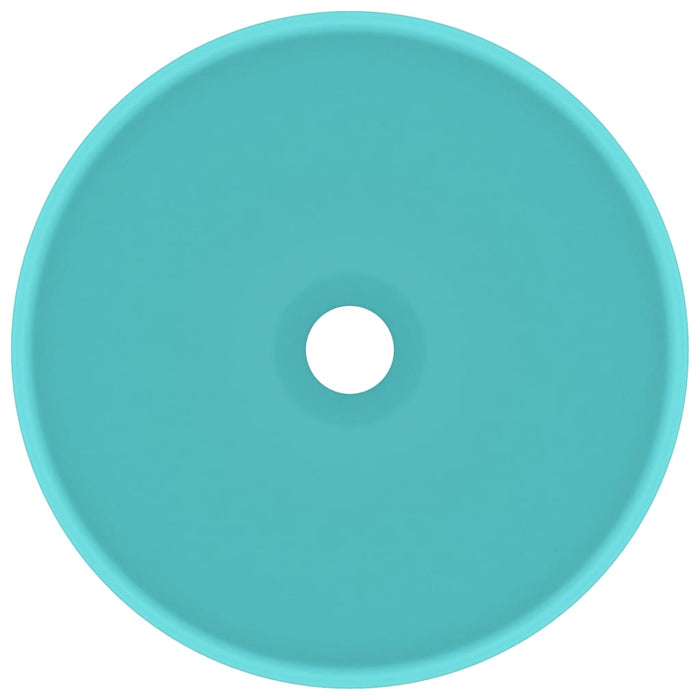 Lavabo da bagno rotondo di lusso da appoggio WC lavabo stanza cosmetica interno verde chiaro opaco 32,5 x 14 cm ceramica 02_0002711