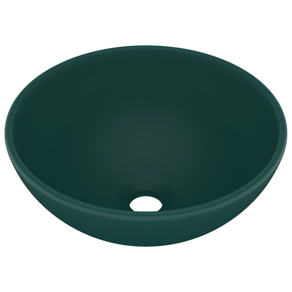 Lavandino Lusso Rotondo Verde Scuro Opaco 32,5x14 cm Ceramica 146970