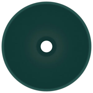Lavandino Lusso Rotondo Verde Scuro Opaco 32,5x14 cm Ceramica