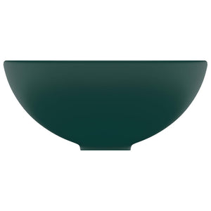 Lavandino Lusso Rotondo Verde Scuro Opaco 32,5x14 cm Ceramica 146970