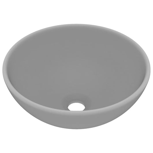 Lavandino Lusso-Lavabo-Lavello Rotondo Grigio Chiaro Opaco 32,5x14 cm Ceramica
