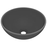 Lavandino-Lavello Lusso Rotondo Grigio Scuro Opaco 32,5x14 cm Ceramica