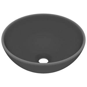 Lavabo da bagno rotondo di lusso diametro 32,5 cm in ceramica grigio scuro opaco 02_0002714