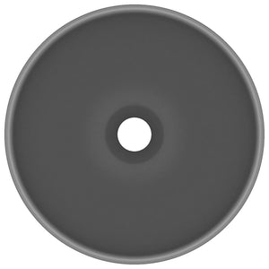 Lavabo da bagno rotondo di lusso diametro 32,5 cm in ceramica grigio scuro opaco 02_0002714