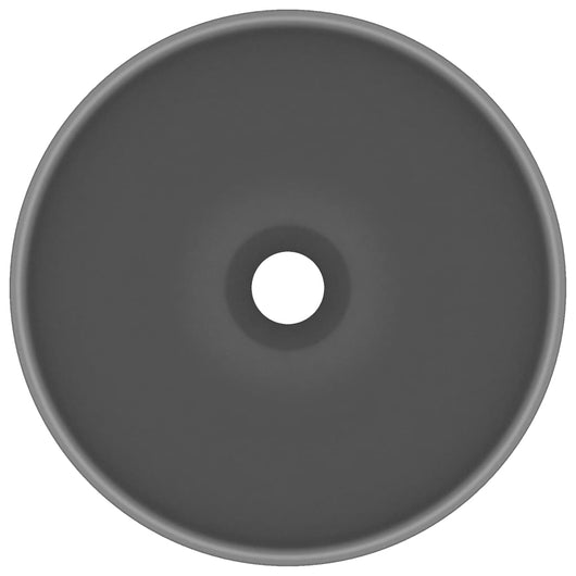 Lavabo da bagno rotondo di lusso diametro 32,5 cm in ceramica grigio scuro opaco 02_0002714
