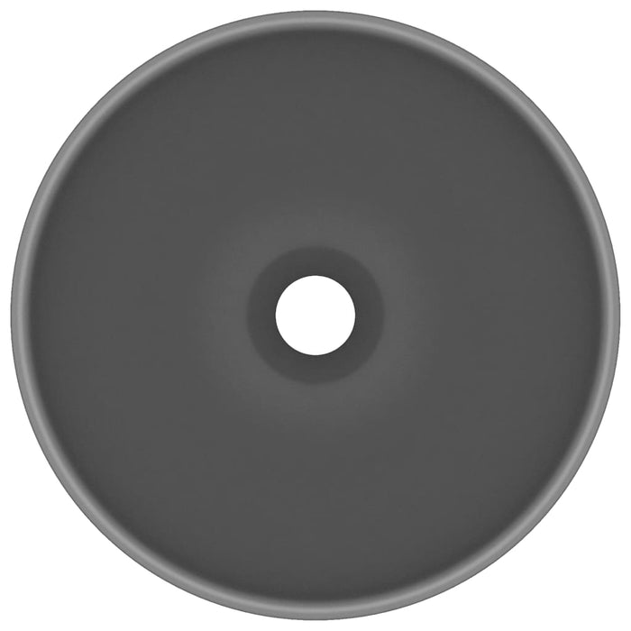 Lavabo da bagno rotondo di lusso diametro 32,5 cm in ceramica grigio scuro opaco 02_0002714