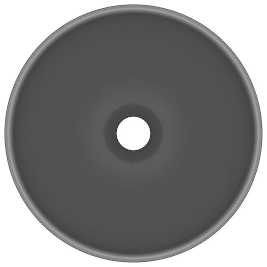 Lavandino-Lavello Lusso Rotondo Grigio Scuro Opaco 32,5x14 cm Ceramica