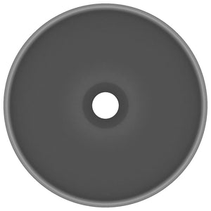 Lavandino Lusso Rotondo Grigio Scuro Opaco 32,5x14 cm Ceramica 146972