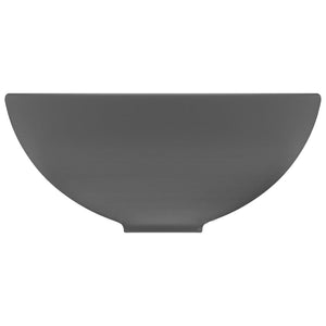 Lavandino Lusso Rotondo Grigio Scuro Opaco 32,5x14 cm Ceramica 146972
