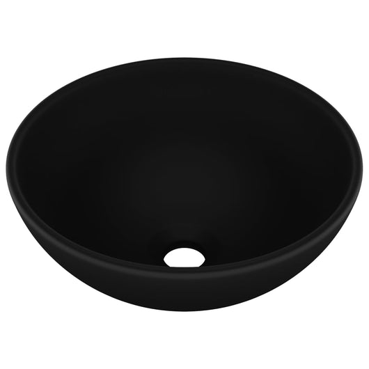 Lavabo bagno rotondo 32,5 x 14 cm ceramica nera opaca 02_0002717