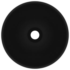 Lavandino Lusso Rotondo Nero Opaco 32,5x14 cm in Ceramica cod mxl 53707