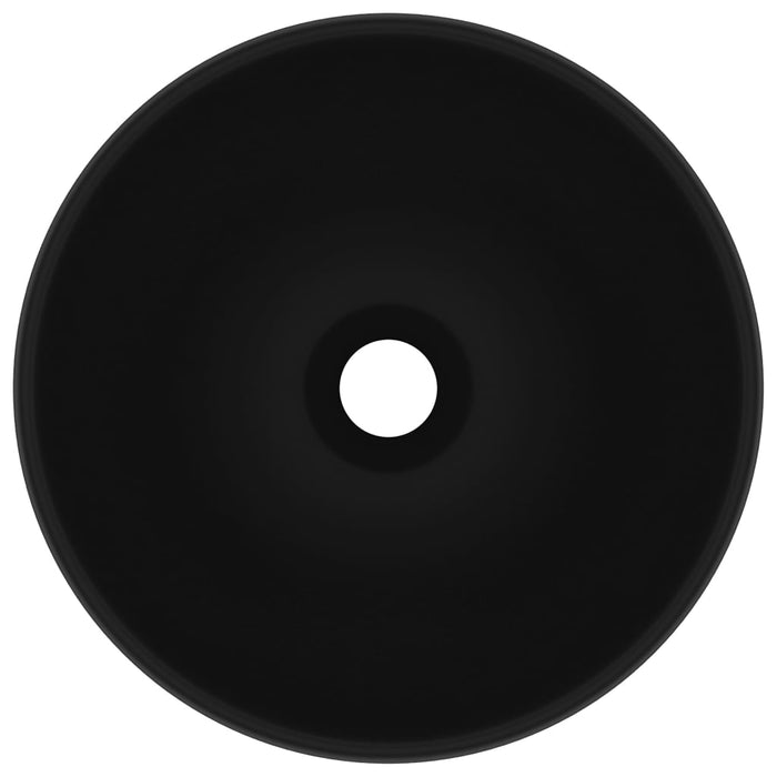 Lavandino Lusso Rotondo Nero Opaco 32,5x14 cm in Ceramica cod mxl 53707