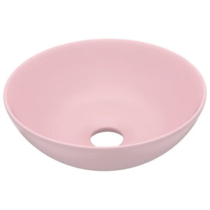 Lavandino da Bagno in Ceramica Rosa Opaco Rotondo 146977